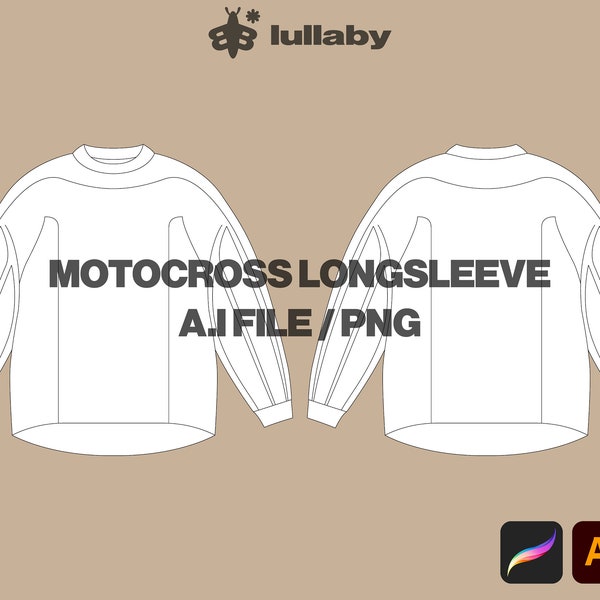 Streetwear Motocross T Shirt Mockup Dirt Bike Mockup Longsleeve Vector Clothing Mockup Illustrator Tech Pack Design Jersey Sketch Tech Pack