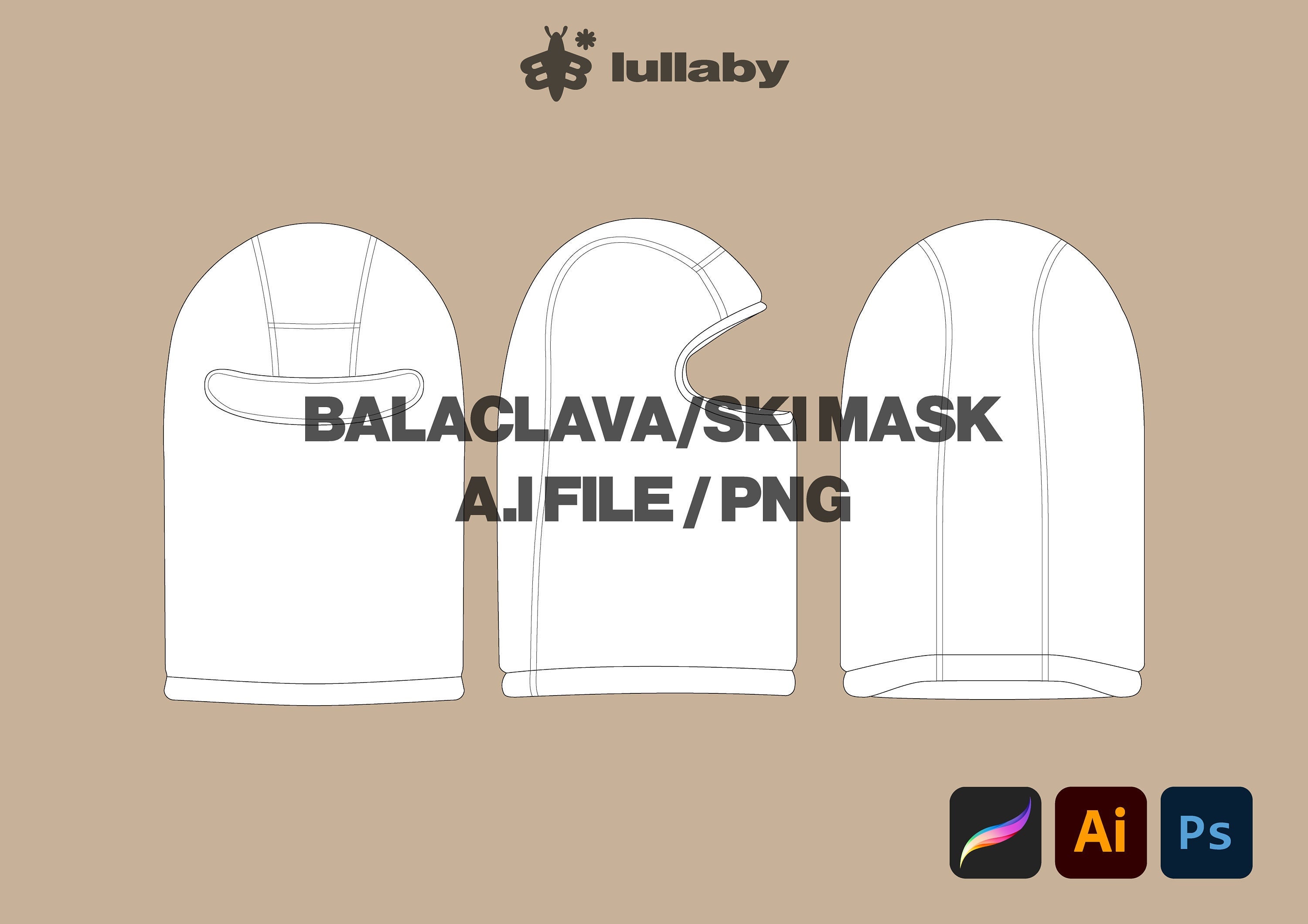 Streetwear Balaclava Vector Mockup Template Adobe Illustrator Etsy