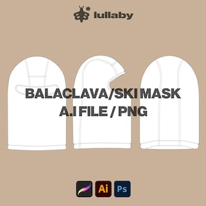 Streetwear Balaclava Vector Mockup Template Adobe Illustrator File , Procreate, PNG, Template Clothes Blank Design Sketch Tech Pack Download