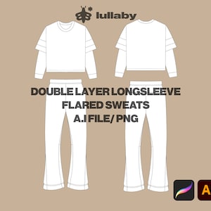 Flared Sweatpants Streetwear Clothing Vector Mockup Clothing Brand Fashion  Design Tool for Adobe Illustrator Adobe Photoshop Procreate