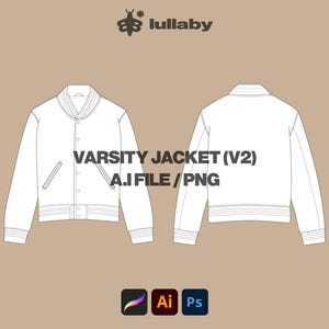 Streetwear Vector Varsity Jacket Template Jacket Mockup Illustrator Template Procreate Clothing Mockup flat Drawing Vector Tech Pack Blank