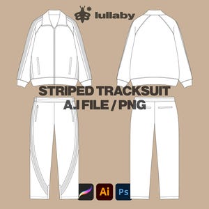 Tracksuit Template Streetwear Vector Jacket Mockup Joggers Vector Tech Pack Illustrator Template Clothing Mockups Ai Flat drawnigs clothing