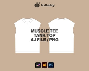 Sleeveless Streetwear T-Shirt Mockup – Muscle Tee Tech Pack (AI Template for Procreate & Illustrator)