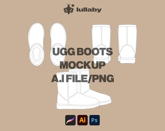 Winter Boots Mockup for Streetwear Design – Illustrator Template, Vector Tech Pack