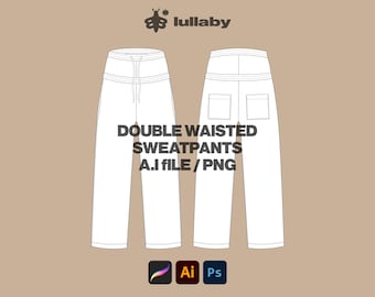 Streetwear Sweatpants Tech Pack: Vector Mockup Template (Illustrator, Procreate)