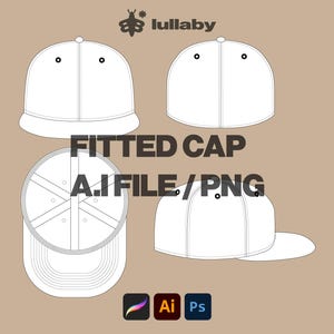 Streetwear Cap Streetwear Vector Cap Tech Pack Fitted Hat Mockup Vector Illustrator Template Procreate Mockup Clothing Blank Cap Illustrator