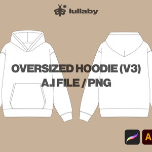 Hoodie Template Sweatshirt Mockup Sweatshirt Vector Streetwear Vector Tech Pack Illustrator Template Procreate Mockup Clothing Flat Drawing