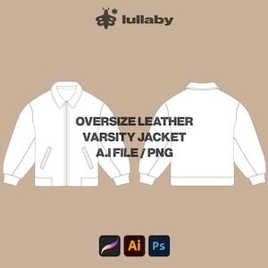 Varsity Jacket Template Streetwear Vector Mockup Vector Tech Pack Illustrator Template Procreate Mockup Clothing Design Flat Drawing SVG