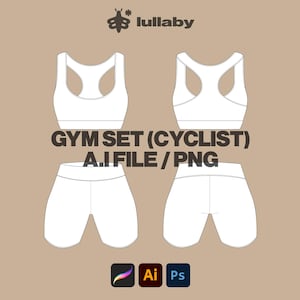 Gym Set Cyclist Shorts Template Sport Bra Mockup Illustrator Template Procreate Mockup Women Design Clothing Design Active Wear Tech Pack