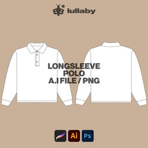 Vector Longsleeve Polo Mockup - Streetwear  Template for Illustrator & Procreate