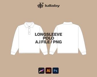 Vector Longsleeve Polo Mockup - Streetwear  Template for Illustrator & Procreate