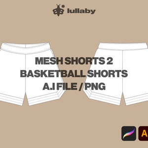 Mesh Shorts Template Streetwear Vector Shorts Basketball Vector Tech Pack Shorts Mockup Illustrator Template Procreate Mockup Clothing Flat