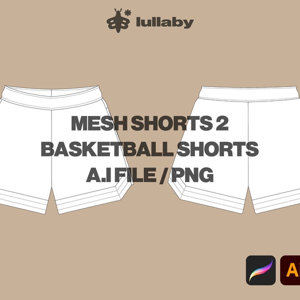 Mesh Shorts Template Streetwear Vector Shorts Basketball Vector Tech Pack Shorts Mockup Illustrator Template Procreate Mockup Clothing Flat