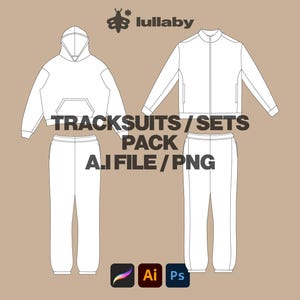 Streetwear Oversize Tracksuit Pack Mockup Vector Adobe Illustrator, Procreate, PNG, Template svg Clothing custom Design Tech Pack - Download