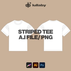 Streetwear Oversize Striped T Shirt Mockup Vector Illustrator Mockup Procreate Template Clothing Template Custom Design Sketch Tech Pack