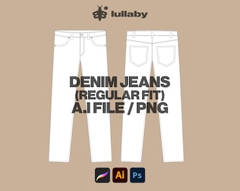 Streetwear Mockup Denim Jeans Mockup Vector Mockup Illustrator Procreate Mockup Streetwear Vector Mockup Clothing Design Tech Pack AI