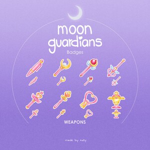 Moon Guardians Weapons BADGES PACK cute kawaii subriscriber and bits for Twitch / Youtube