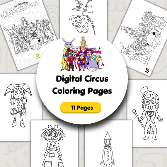 Digital Circus Coloring pages PDF, Instant Download coloring pages