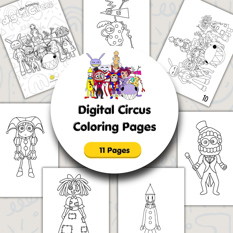 Digital Circus Coloring Pages — Example 1