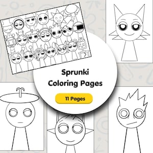 Sprunki ぬり絵 PDF X PNG インスタントダウンロード