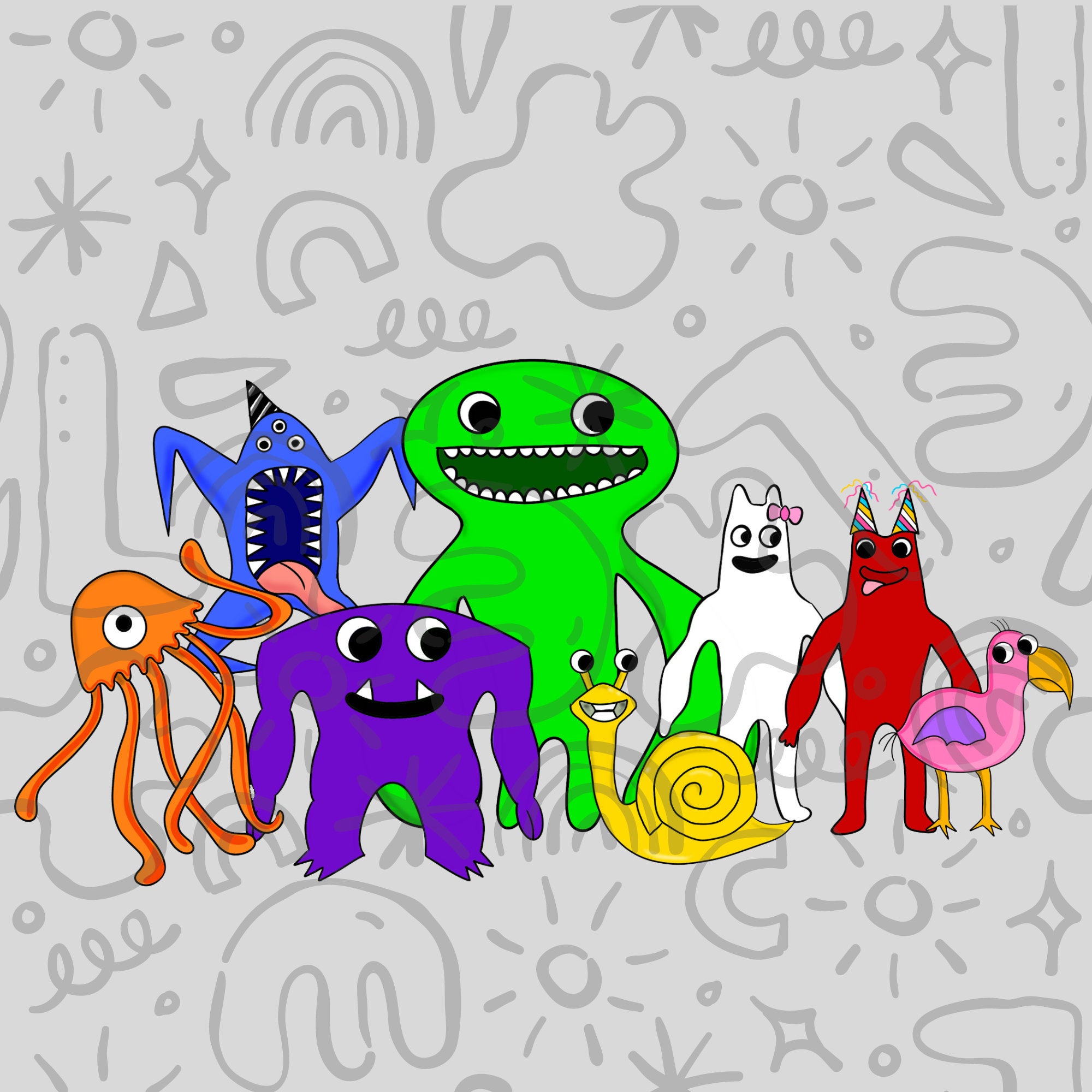 Roblox-inspired Rainbow Friends Characters PNG Digital Download: Ideal for  Sublimation & Printing Crafts 