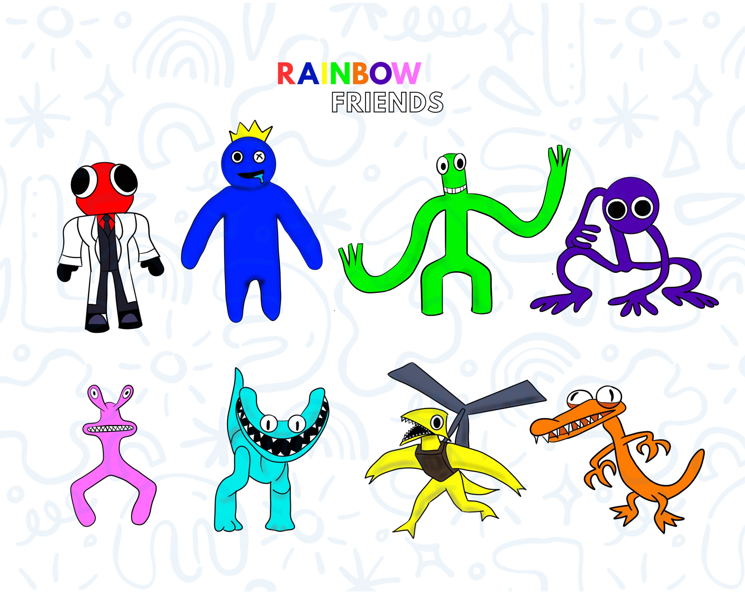 Blue Running with Knife Rainbow Friends Roblox Coloring Page in 2023