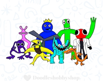 Personaggi Rainbow Friends ispirati a Roblox in formato PNG da scaricare in formato digitale: ideali per lavori di sublimazione e stampa!