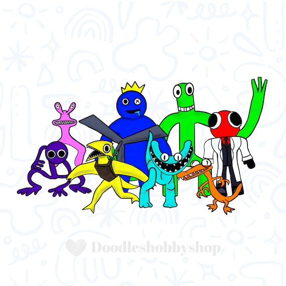 Blue And Green Rainbow Friends Outline Svg, Blue Rainbow Svg