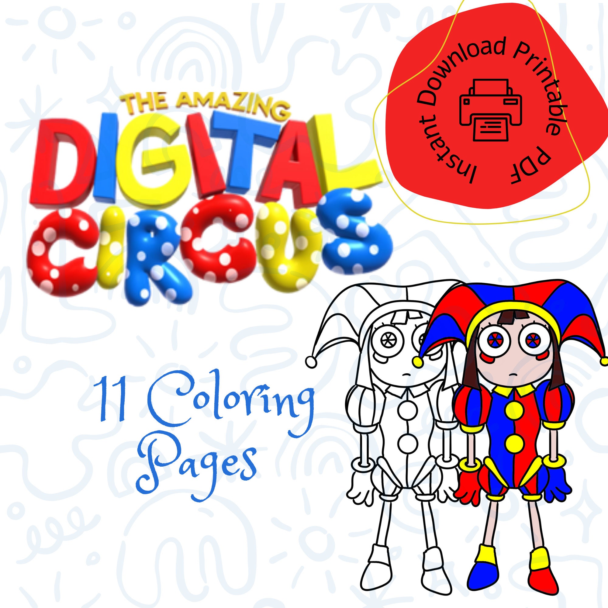 The Amazing Digital Circus Coloring Pages PDF, Instant Download