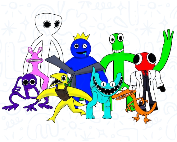 Roblox-inspired Rainbow Friends Characters PNG Digital Download