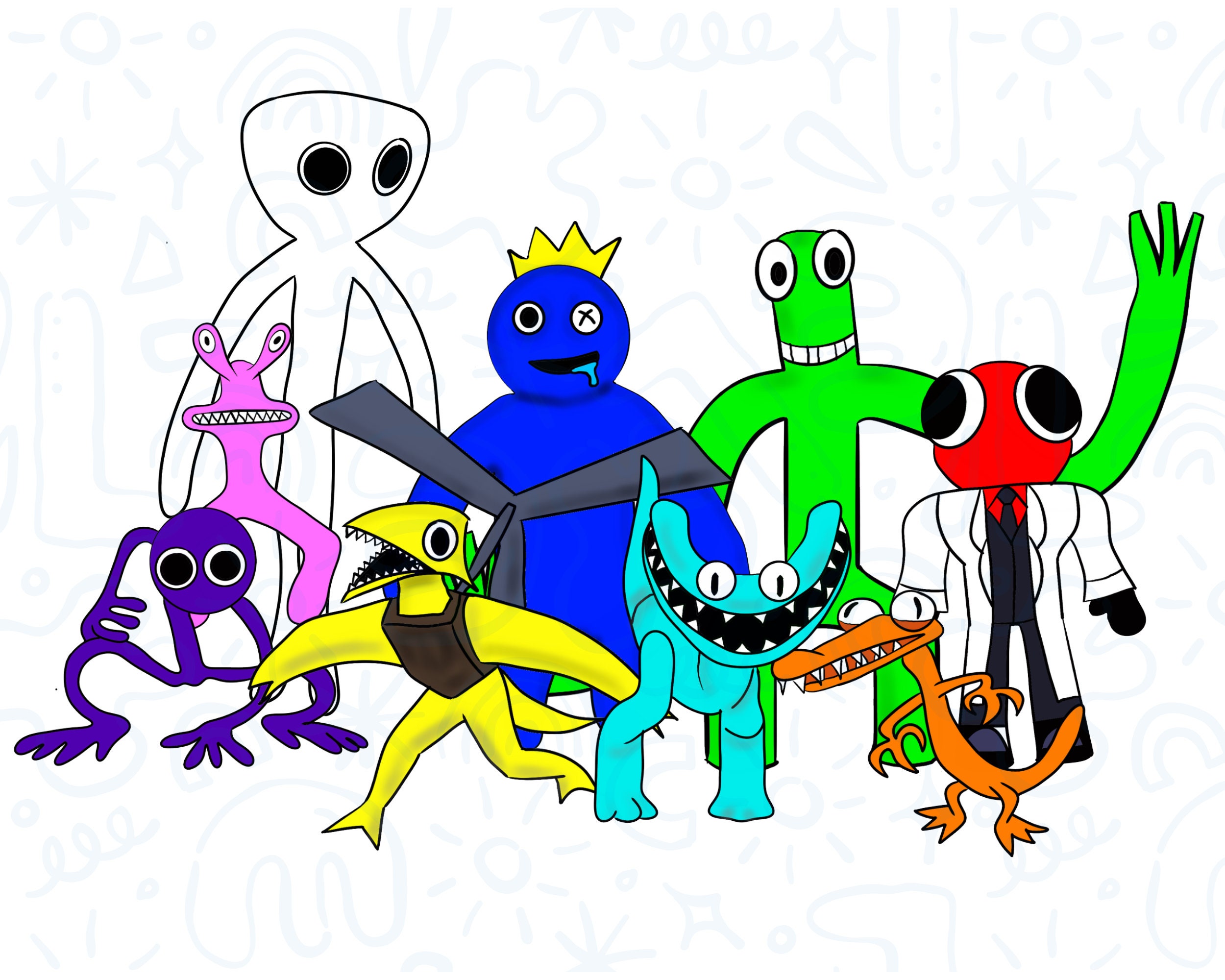 Green Raising Hand Rainbow Friends Roblox Coloring Page