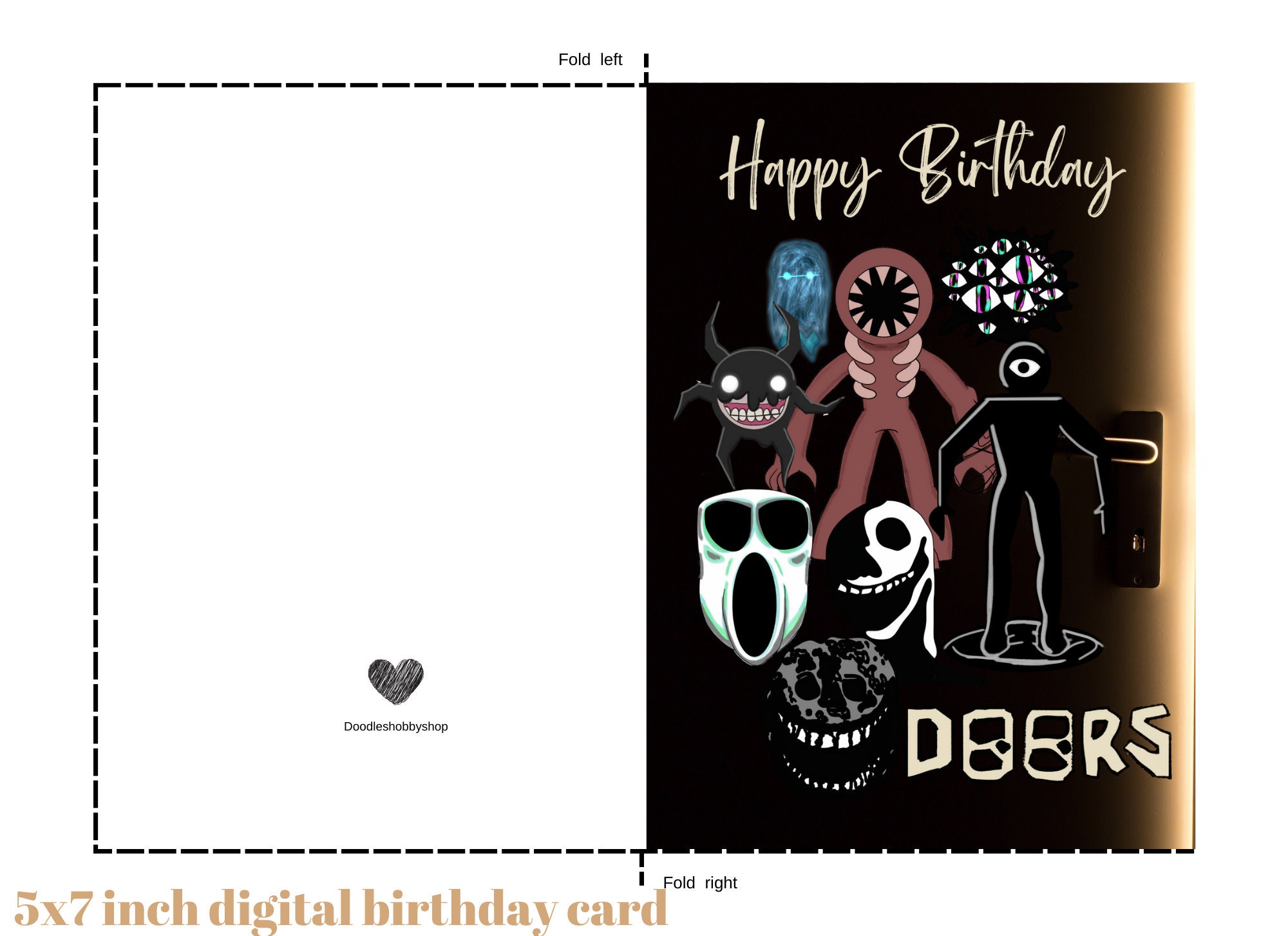 Doors Roblox Birthday Invitation 4.25x6in Digital Party 