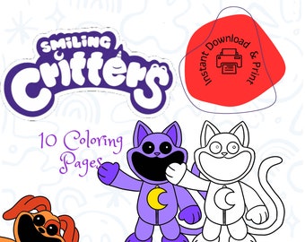 Smiling Critters coloring pages 10xPNG and PDF, Poppyplaytime Smiling critters coloring sheets