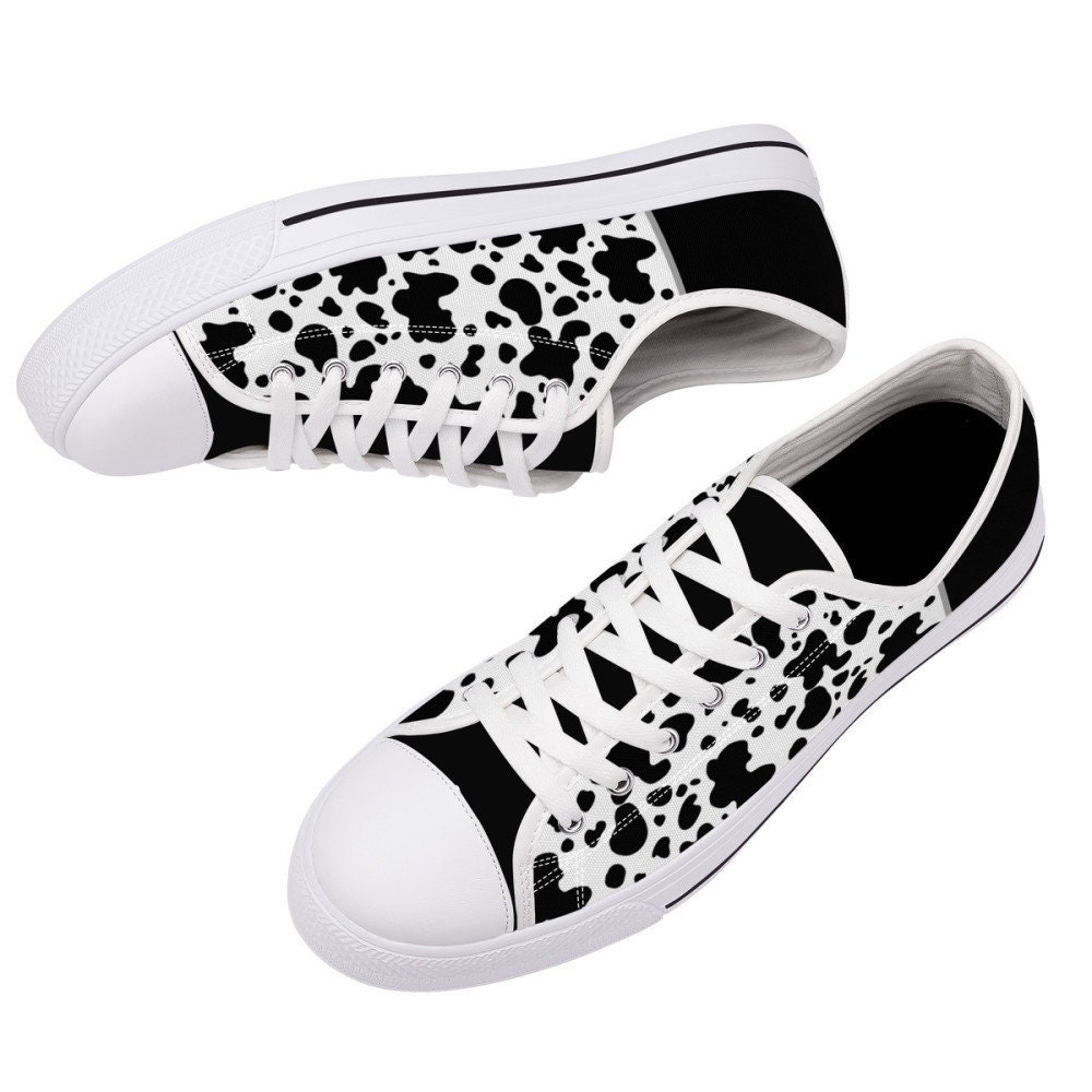 Lowtop Canvas Shoes With Cow Pattern Etsy