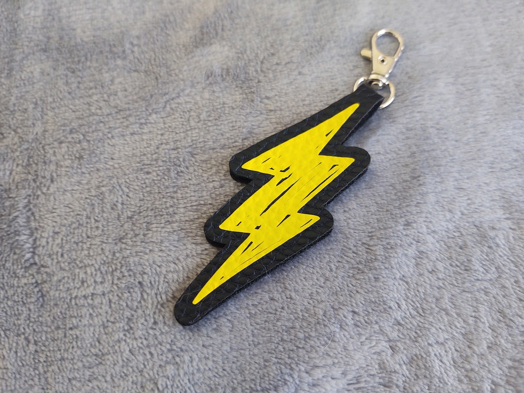Lightning Bolt Key Chain Charm Clip or Zipper Pull Made With Faux