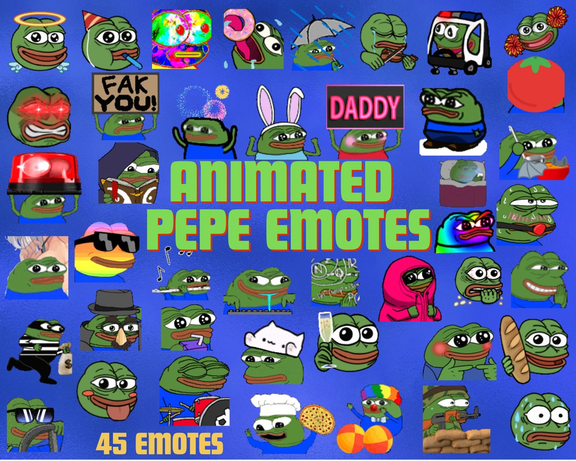 45 ANIMATED PEPE Emotes Pack Twitch Emotes Discord Emotes Text Emotes