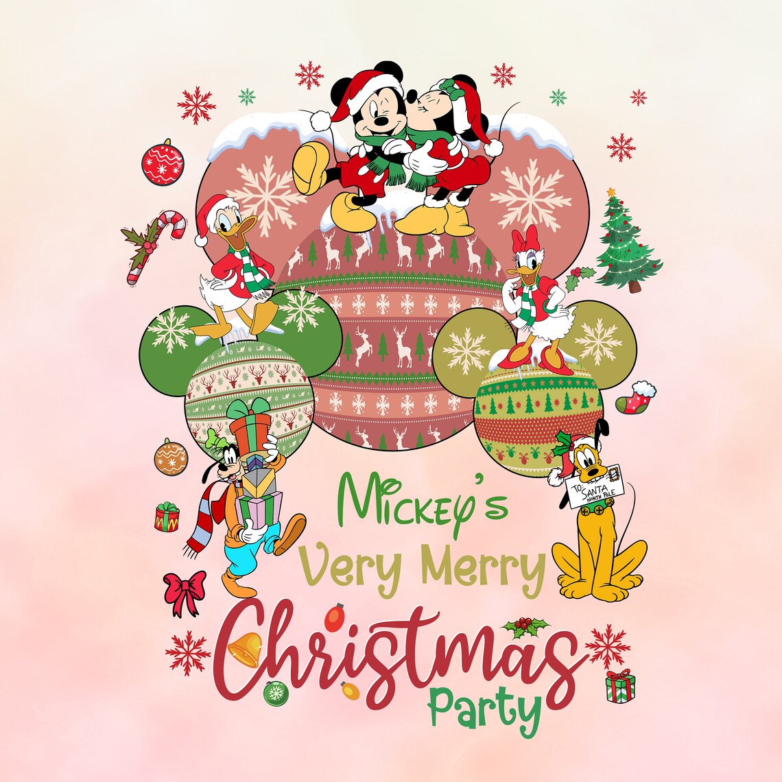 Very Merry Christmas Party PNG, Merry Christmas Png, Mouse and Friends, Christmas Characters Png