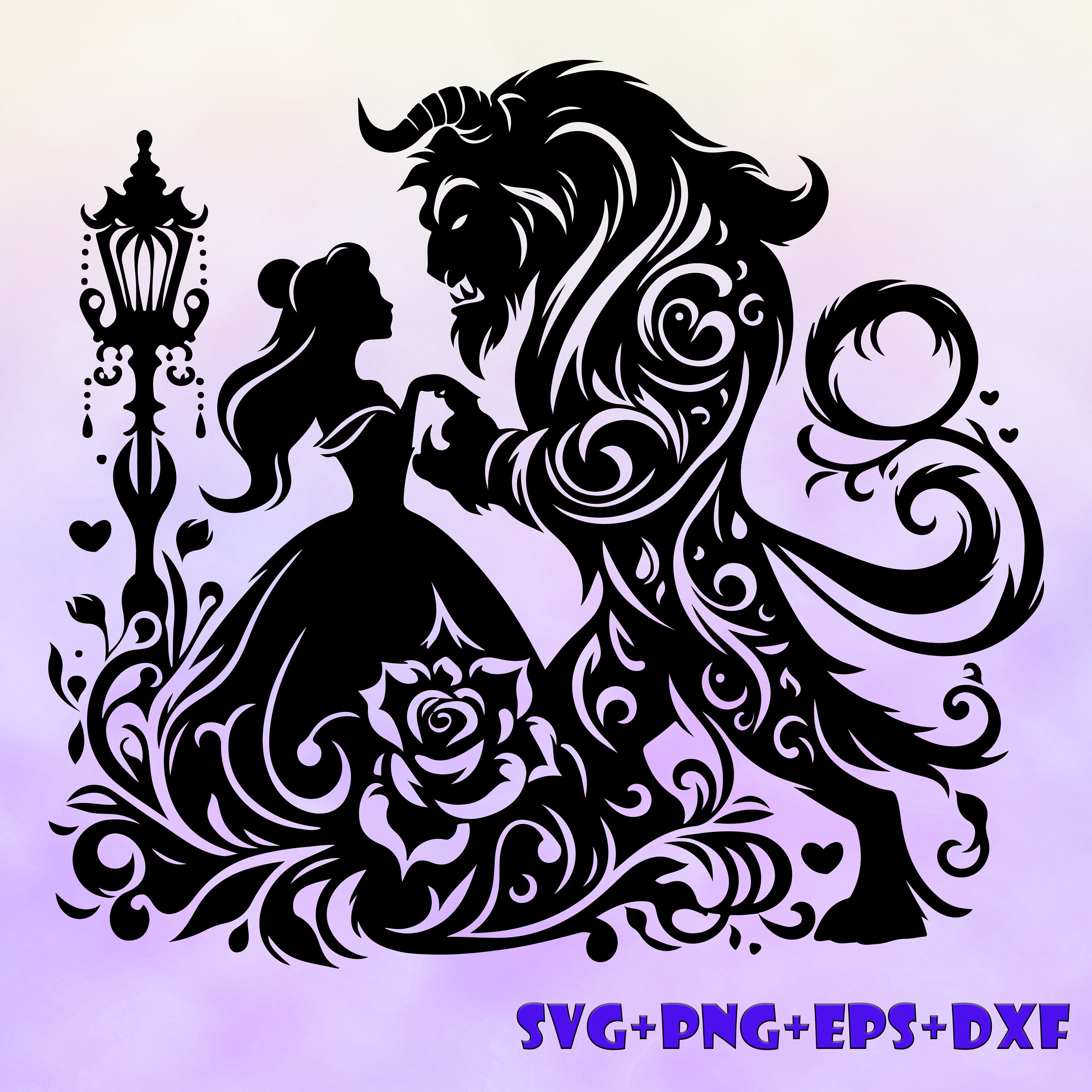 Beauty and the Beast Svg , Enchanted Svg, Mandala Svg, Silhouette Cut