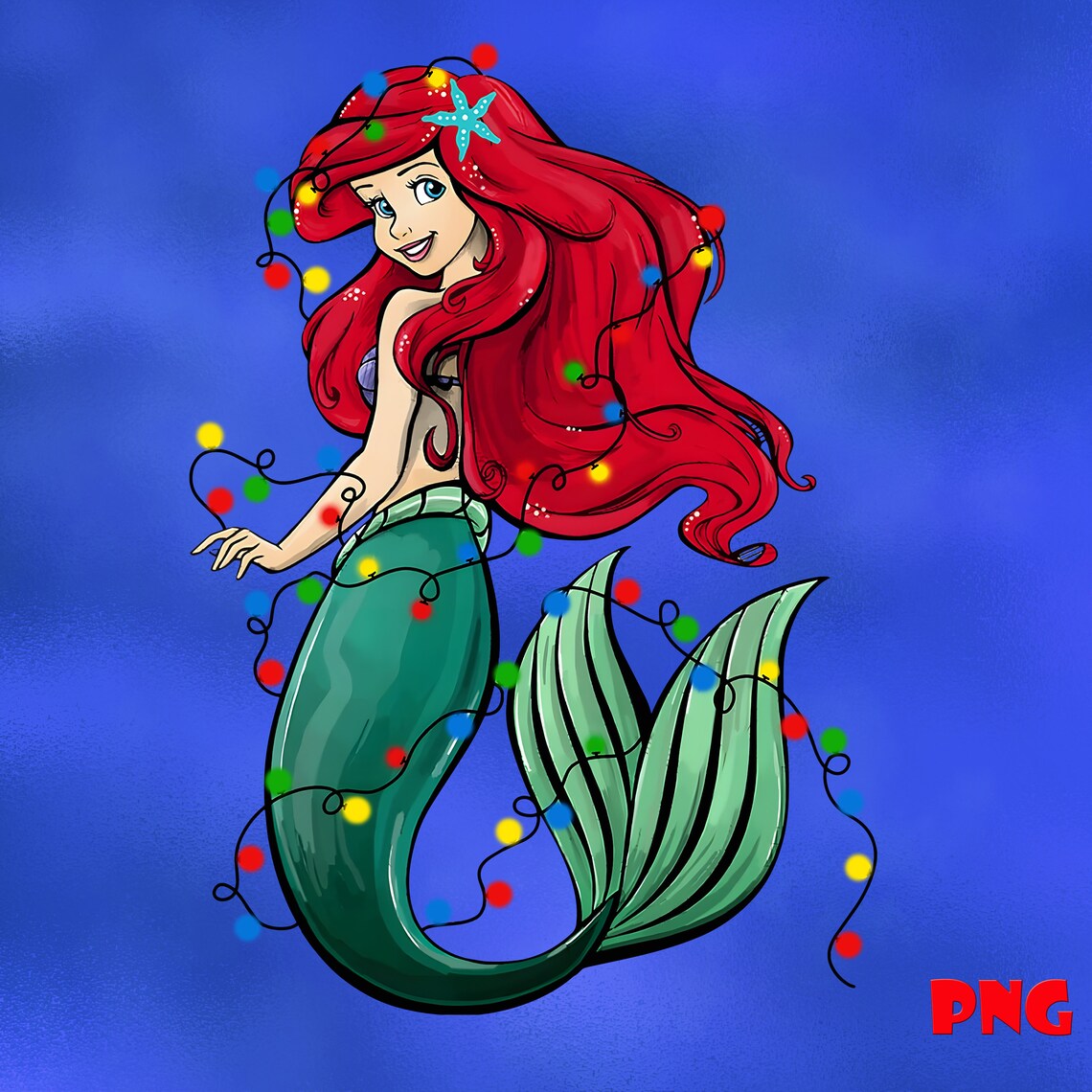 Princess Ariel Christmas Lights PNG Xmas PNG Images Bundle - Etsy