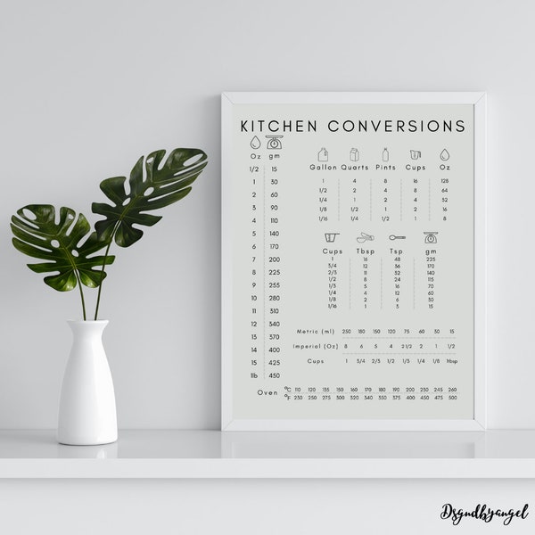 Kitchen Conversion Chart Oven temperature Kitchen Guide Printable Kitchen Measurement chart Cooking Cheat Sheet Kitchen Baking Chart