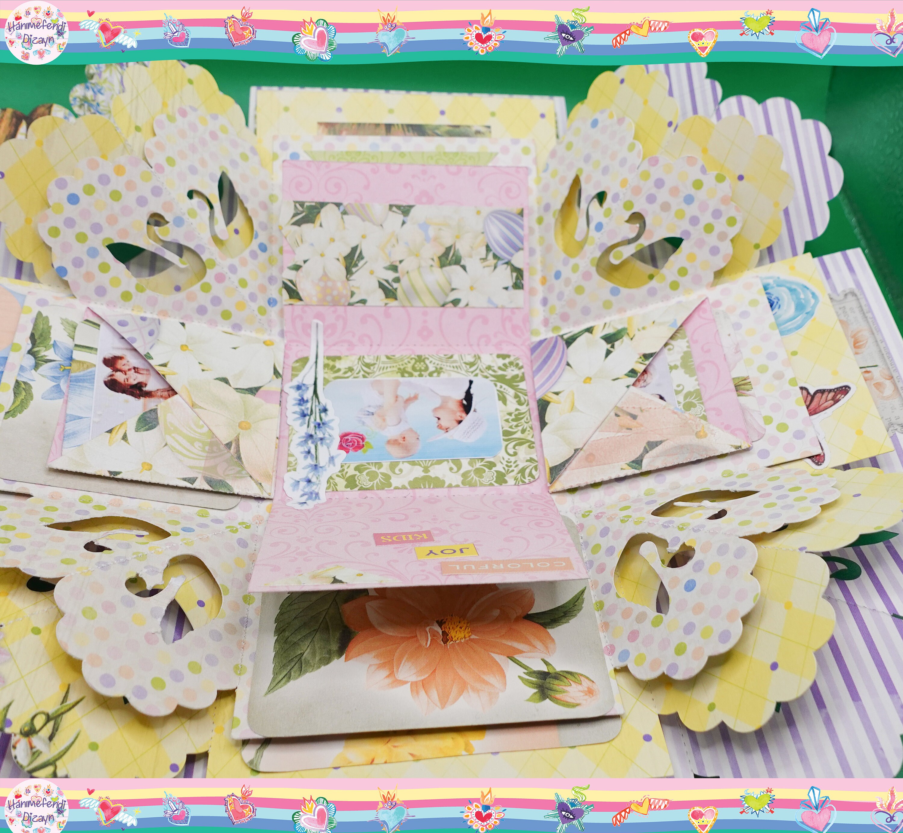 Exploding Case File Swan Exploding Box Mini Album Exploring Digital Cutting File for ...