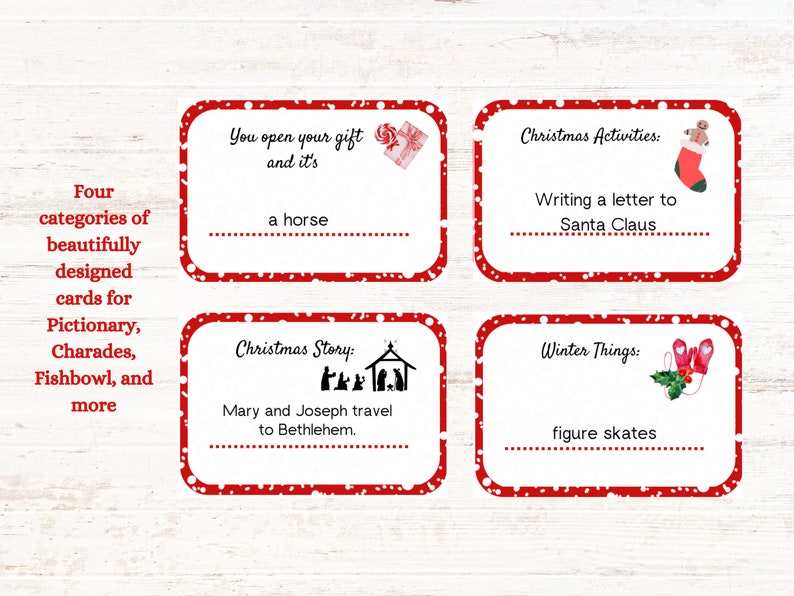 Christmas Game Cards, Printable Christmas Games, Family Games Printable ...