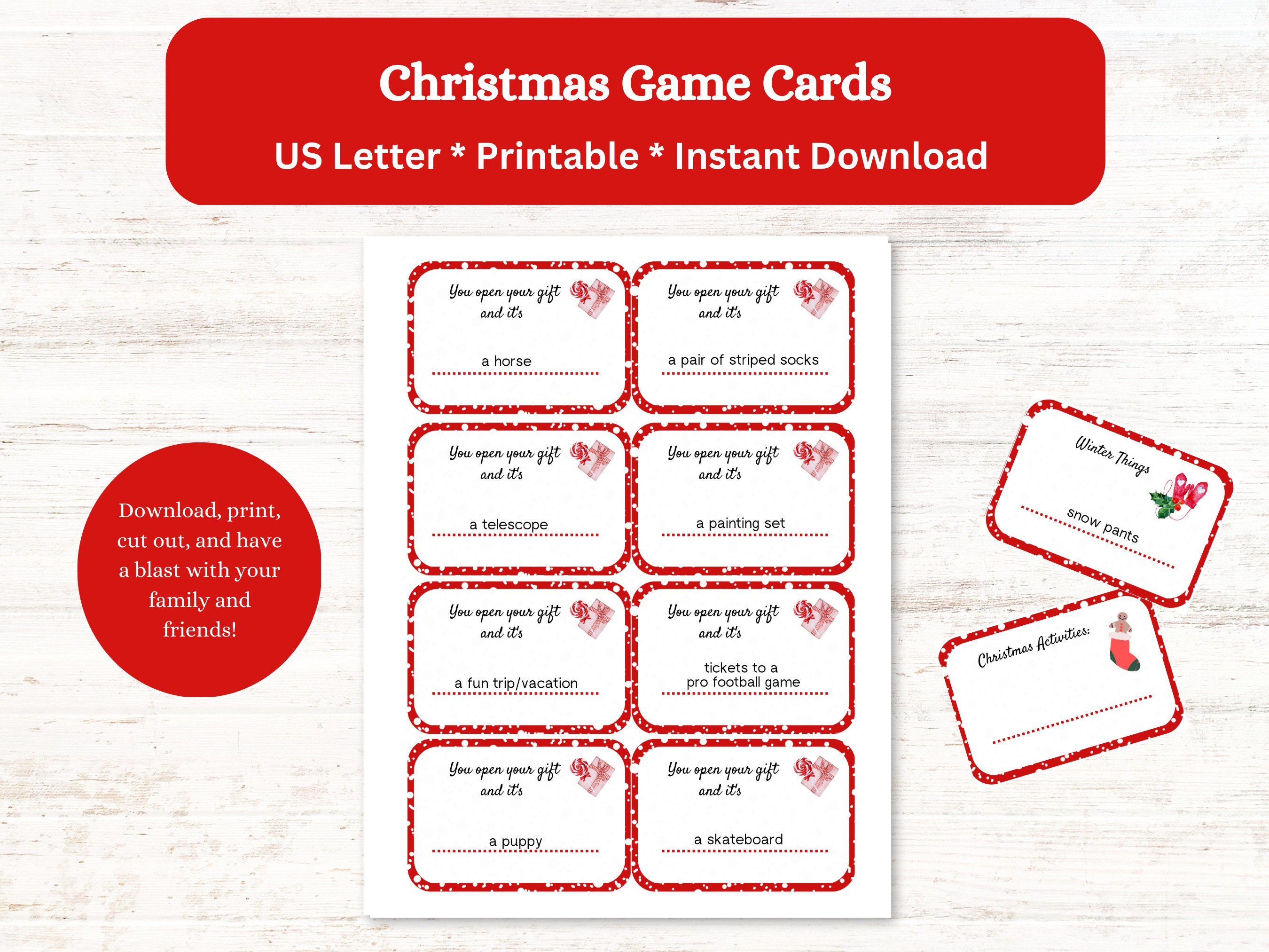 Christmas Game Cards, Printable Christmas Games, Family Games Printable ...
