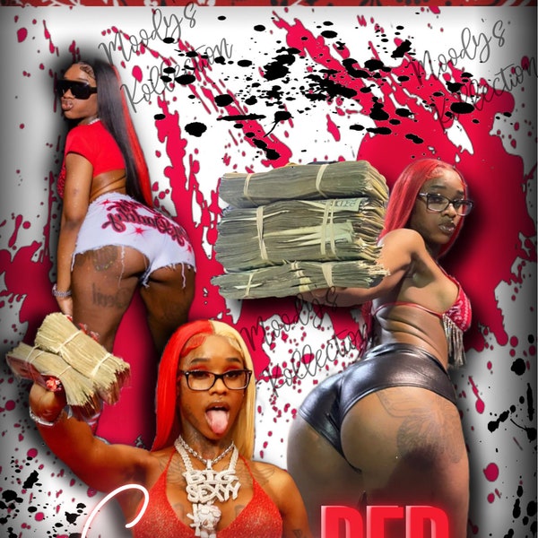 Sexyy Red PNG File Moody’s Custom Design Tshirt Tumblers Hoodies Art Print Phone Cases Posters Digital Download Hip Hop Artist Rapper