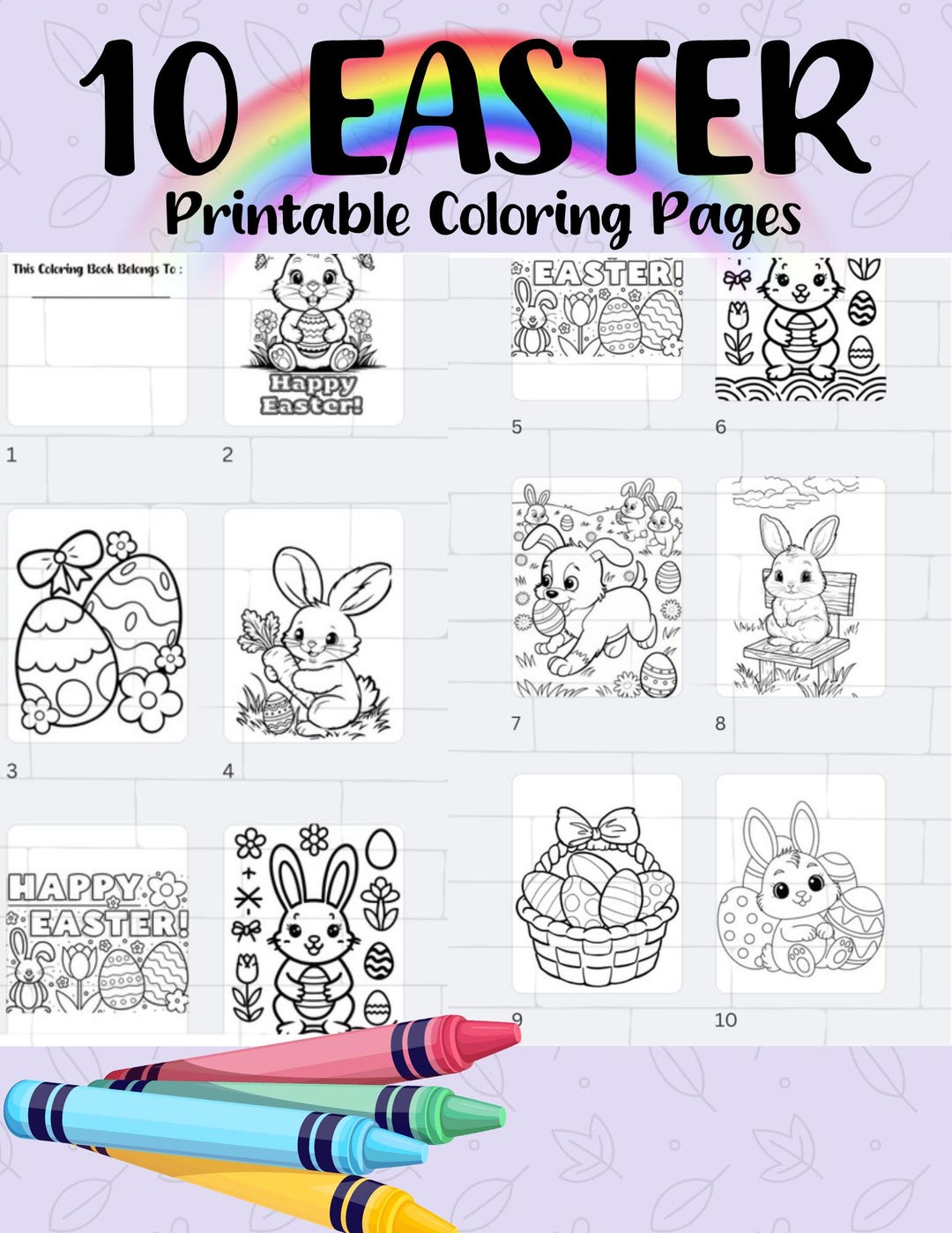 10 Easy Easter Coloring Book Pages for Kids Preschoolers Teachers ...