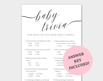 Baby Trivia Douchespel / Baby Trivia / Baby Trivia-spel in minimalistische stijl