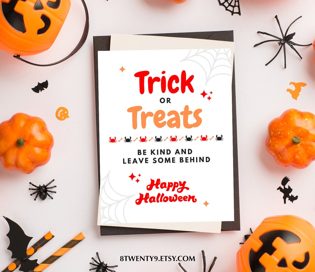 Halloween Printable Trick or Treat Sign Halloween Sign Candy Bowl Sign ...
