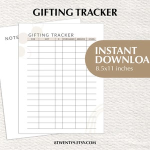 Gifting Tracker | Gift List | Gift Log | Wedding Gift Tracker | Fillable PDF | Instant Download