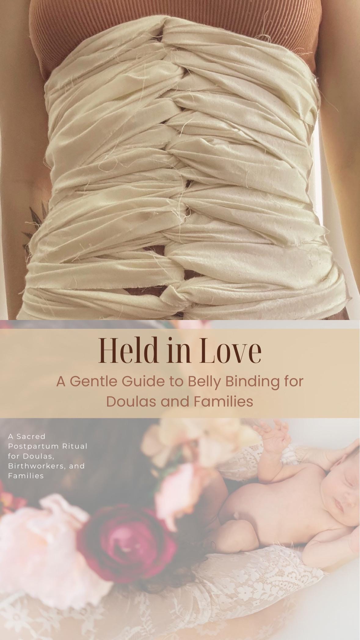 Belly Binding Bundle | 17 Yard Wrap + Gentle How-To Guide | Postpartum Recovery Support | Belly Binding Kit for New Moms