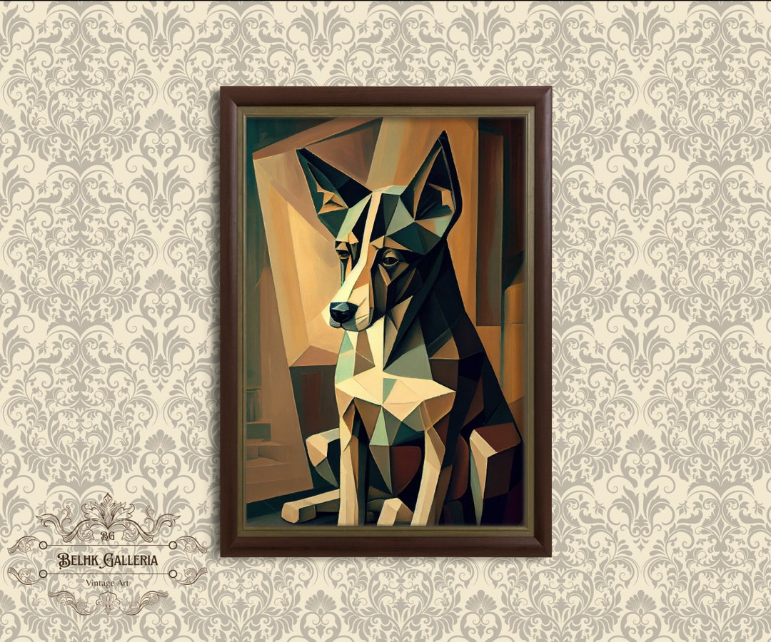 Vintage Unique Wallart Oil Painting a Cubist Portrait of a Etsy